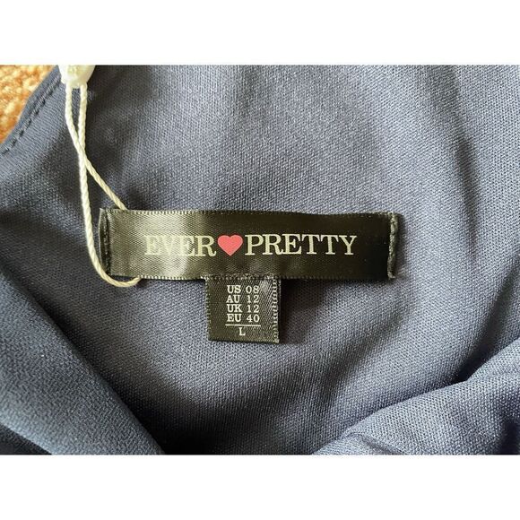 NWT Ever-Pretty Women's Dress  Double V Neck A Line Ruffle Hem Backless Blue L - Picture 6 of 12